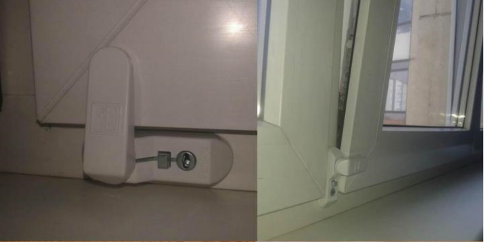 Блокиратор открывания окна флажковый с ключом белый